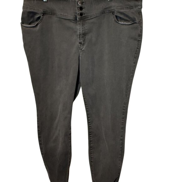 Lane Bryant Womens Plus Size 24 Olive Green Skinny Stretch Jeans W/ Button Fly C - Picture 1 of 6